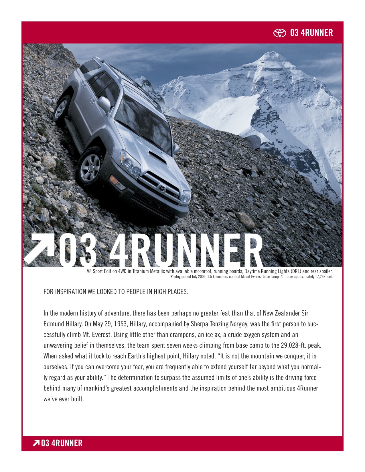 2003 Toyota 4Runner Brochure Page 2